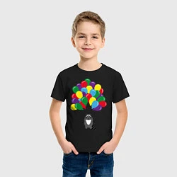 Футболка хлопковая детская Енот с шариками, цвет: черный — фото 2