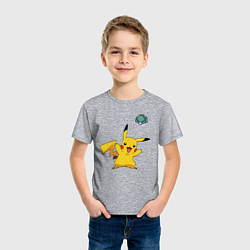 Футболка хлопковая детская Pokemon pikachu 1, цвет: меланж — фото 2