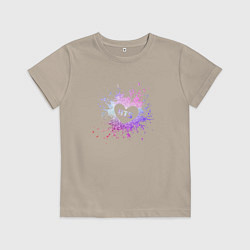 Футболка хлопковая детская BTS, цвет: миндальный