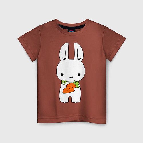 Детская футболка Зайчик с морковкой / Кирпичный – фото 1