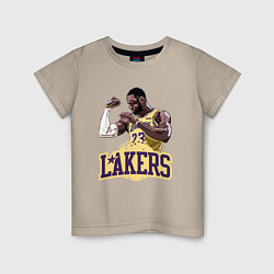 Футболка хлопковая детская LeBron - Lakers цвета миндальный — фото 1
