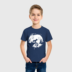 Футболка хлопковая детская Полнолуние Французский бульдог, цвет: тёмно-синий — фото 2