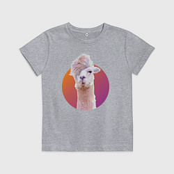 Футболка хлопковая детская Лама 2, цвет: меланж
