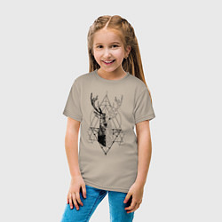 Футболка хлопковая детская Polygonal deer, цвет: миндальный — фото 2