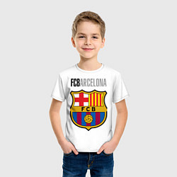 Футболка хлопковая детская Barcelona FC, цвет: белый — фото 2