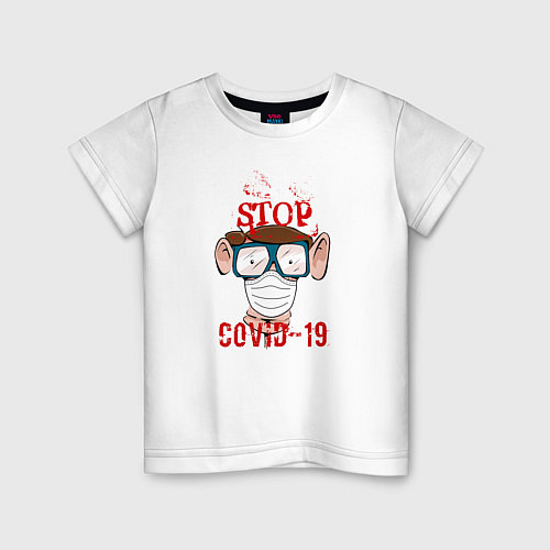 Детская футболка Стоп Covid-19 / Белый – фото 1