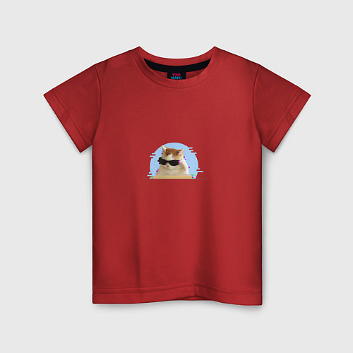 Детская футболка Кот в очках мем / Красный – фото 1