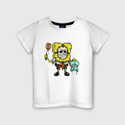 Детская футболка Губка Боб МАНЬЯК / Белый – фото 1