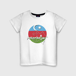 Футболка хлопковая детская Азербайджан, цвет: белый