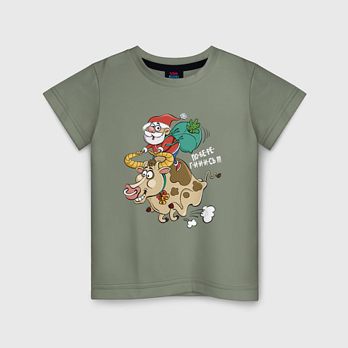 Детская футболка Санта на олене / Авокадо – фото 1