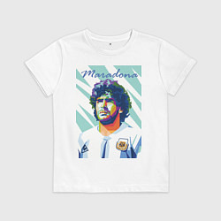 Футболка хлопковая детская Марадона золотой мальчик, цвет: белый