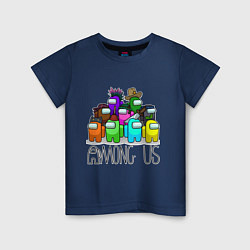 Футболка хлопковая детская AMONG US - большая компания!, цвет: тёмно-синий