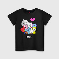 Футболка хлопковая детская BT21, цвет: черный