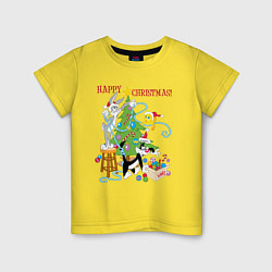 Футболка хлопковая детская Happy Christmas!, цвет: желтый
