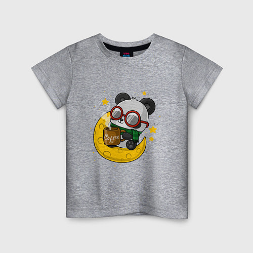 Детская футболка Панда на луне / Меланж – фото 1