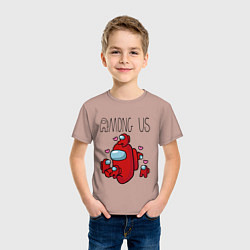 Футболка хлопковая детская Among Us love baby, цвет: пыльно-розовый — фото 2