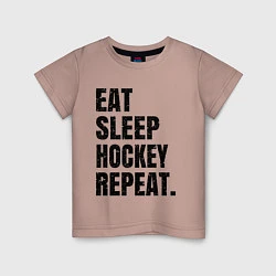 Футболка хлопковая детская EAT SLEEP HOCKEY REPEAT, цвет: пыльно-розовый