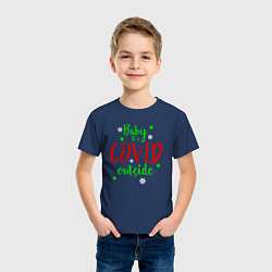 Футболка хлопковая детская Baby its covid outside, цвет: тёмно-синий — фото 2