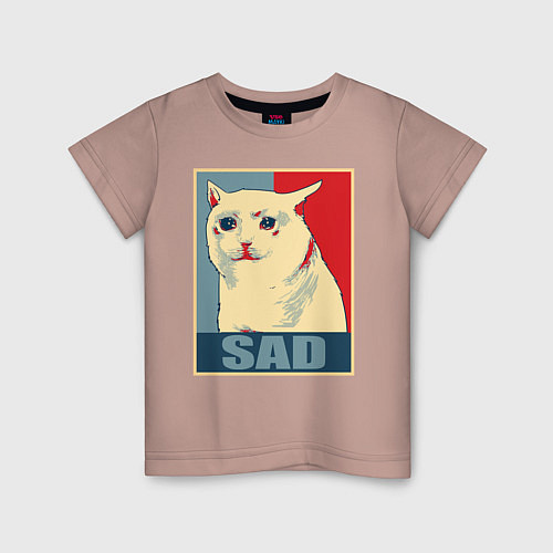 Детская футболка Sad Cat / Пыльно-розовый – фото 1