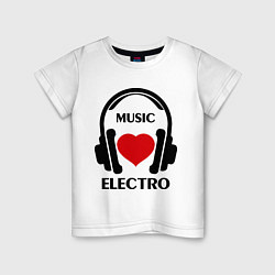Футболка хлопковая детская Electro Music is Love, цвет: белый