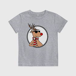 Футболка хлопковая детская Олень Хипстер, цвет: меланж