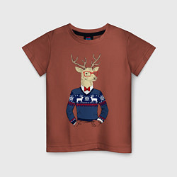 Футболка хлопковая детская Hipster Deer, цвет: кирпичный