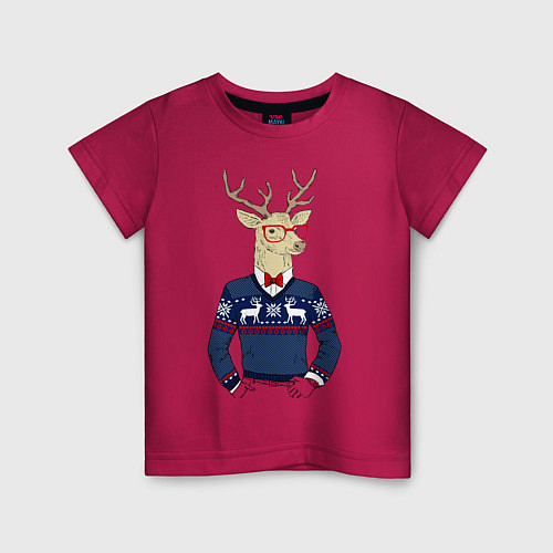 Детская футболка Hipster Deer / Маджента – фото 1