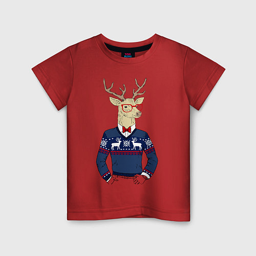 Детская футболка Hipster Deer / Красный – фото 1