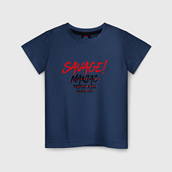 Футболка хлопковая детская SAVAGE !, цвет: тёмно-синий