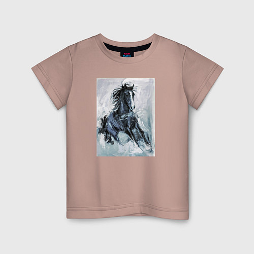 Детская футболка Лошадь арт / Пыльно-розовый – фото 1