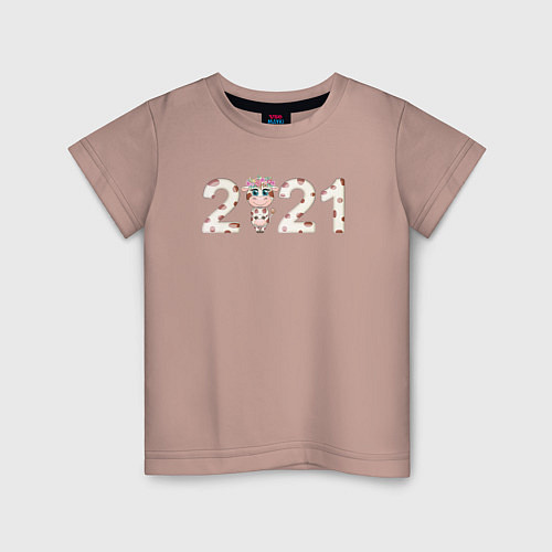 Детская футболка 2021 - Год быка / Пыльно-розовый – фото 1