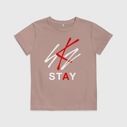 Футболка хлопковая детская STRAY KIDS, цвет: пыльно-розовый