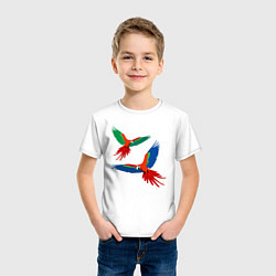 Футболка хлопковая детская Попугаи ара, цвет: белый — фото 2