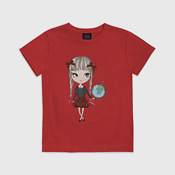 Футболка хлопковая детская Я люблю географию, цвет: красный