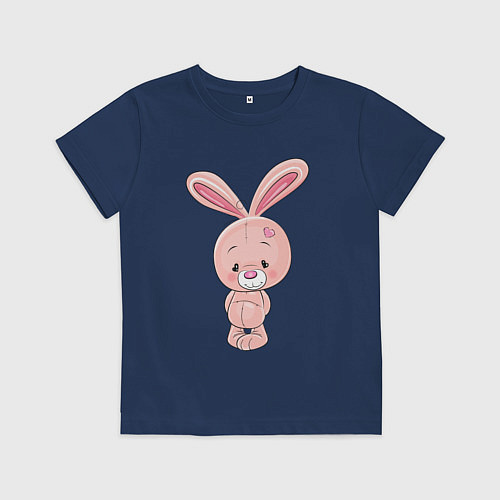 Детская футболка Зая розовый / Тёмно-синий – фото 1