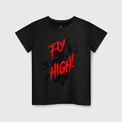 Футболка хлопковая детская FLY HIGH! ВОЛЕЙБОЛ, цвет: черный