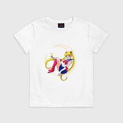 Футболка хлопковая детская Sailor Moon, цвет: белый