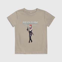 Футболка хлопковая детская Цири Ведьмак, цвет: миндальный