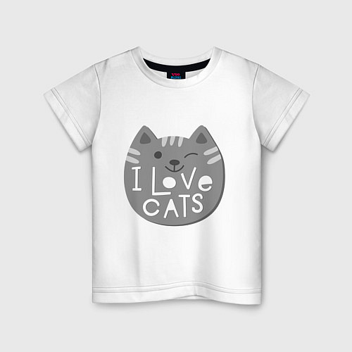 Детская футболка I love cats / Белый – фото 1