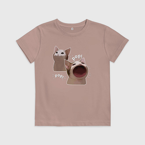Детская футболка Cat Pop - Мем / Пыльно-розовый – фото 1