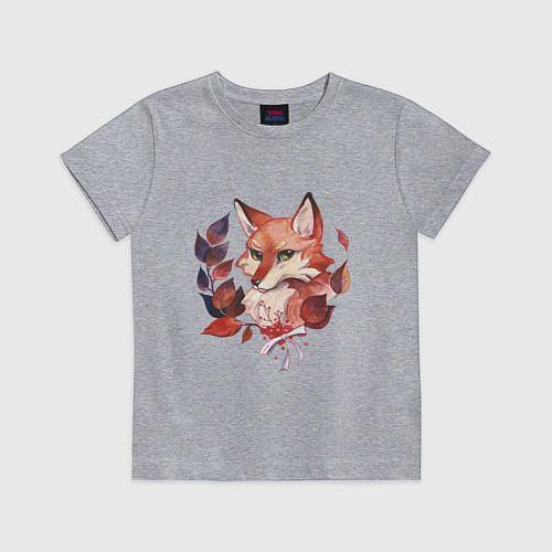 Детская футболка Акварельный лис / Меланж – фото 1