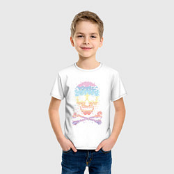 Футболка хлопковая детская Пиксельный череп, цвет: белый — фото 2