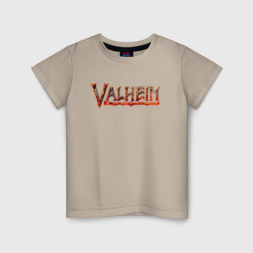 Детская футболка Valheim огненный лого / Миндальный – фото 1