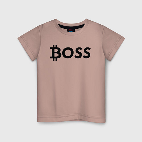 Детская футболка БИТКОИН ДЕД BITCOIN BOSS / Пыльно-розовый – фото 1