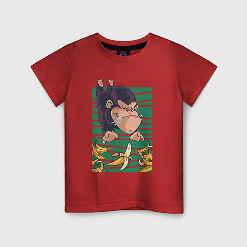 Детская футболка Горилла в джунглях с бананами / Красный – фото 1