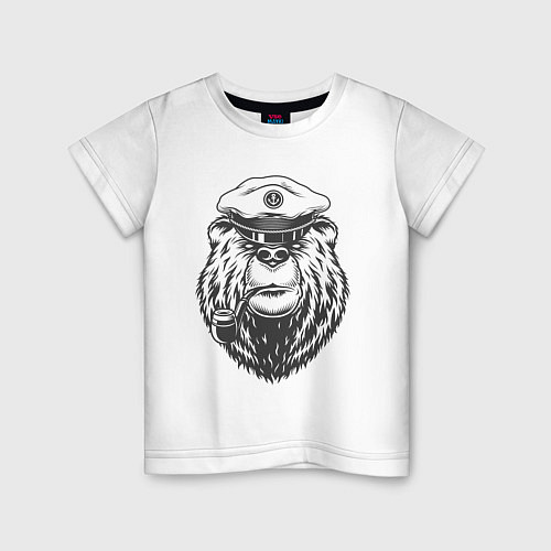 Детская футболка Русский медведь - моряк / Белый – фото 1