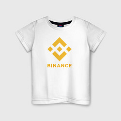 Футболка хлопковая детская BINANCE БИНАНС БИРЖА, цвет: белый