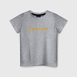 Футболка хлопковая детская BINANCE БИНАНС БИРЖА СПИНА, цвет: меланж