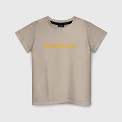 Футболка хлопковая детская BINANCE БИНАНС БИРЖА СПИНА, цвет: миндальный