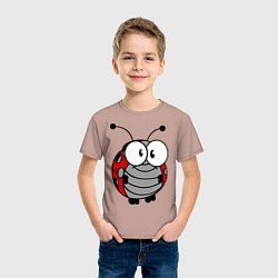 Футболка хлопковая детская Удивленная божья коровка, цвет: пыльно-розовый — фото 2